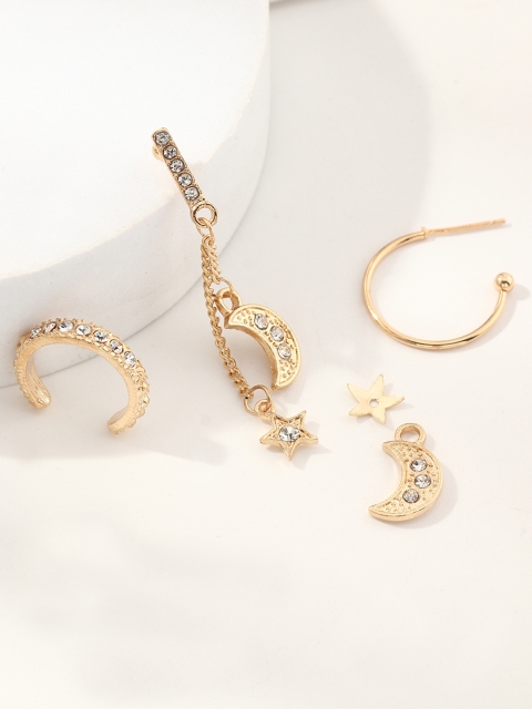 

URBANIC Gold-Toned 3 Pcs Crescent Shaped Earring Set