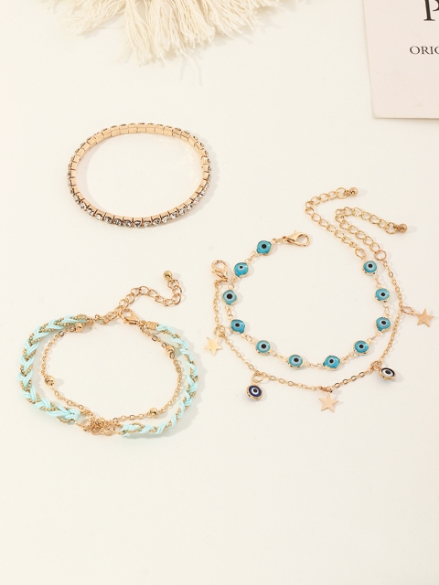 

URBANIC Women Set of 4 Gold-Toned & Blue Link Bracelets