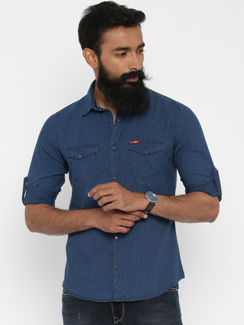 

Lee Cooper Men Blue Printed Casual Shirt