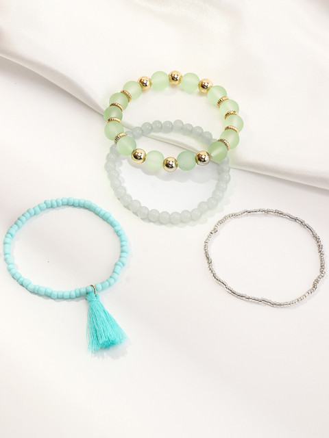 

URBANIC Set of 4 Beaded Elasticated Bracelets, Blue