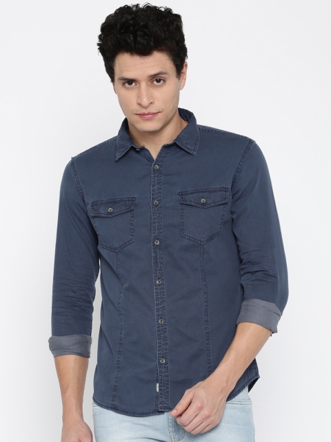 

Lee Cooper Men Blue Solid Casual Shirt