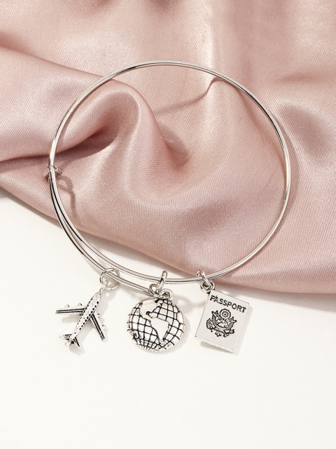 

URBANIC Women Silver-Toned Aeroplane Charm Cuff Bracelet