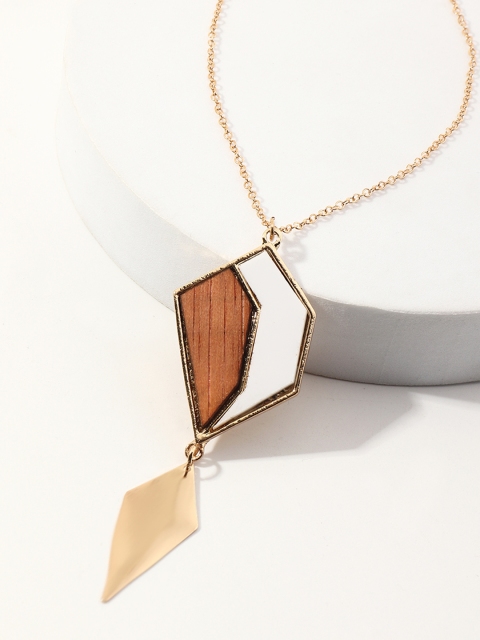 

URBANIC Gold-Toned & Brown Geometric Necklace
