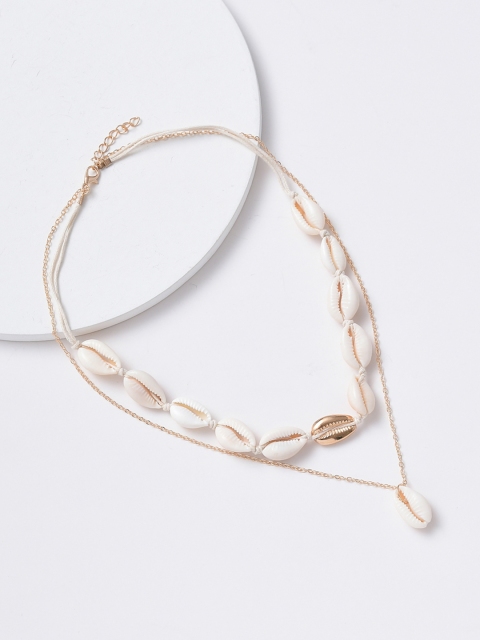 

URBANIC Gold-Toned & White Shell Layered Necklace