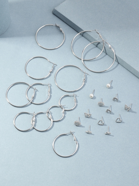 

URBANIC Set of 12 Silver-Toned Earrings