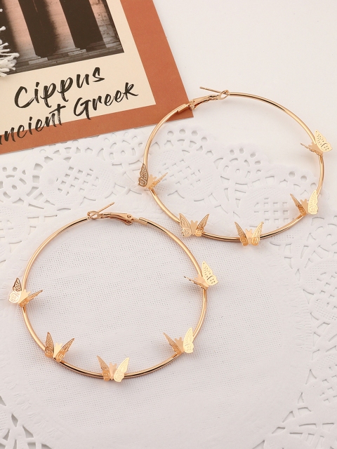 

URBANIC Gold-Toned Circular Hoop Earrings