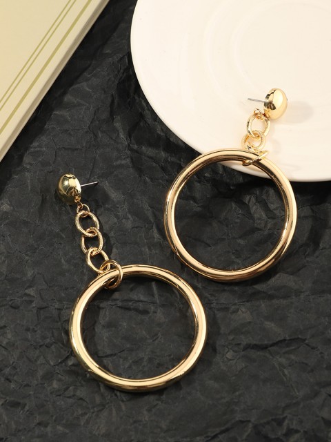 

URBANIC Gold-Toned Circular Drop Earrings