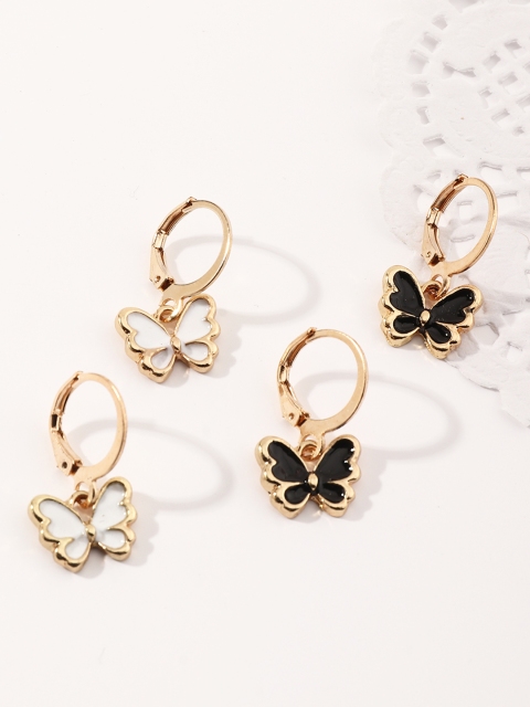 

URBANIC Gold-Toned & Black Animal Shaped Drop Earrings