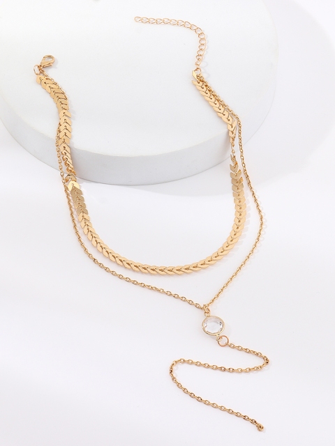 

URBANIC Women Gold-Toned Crystal Layered Necklace