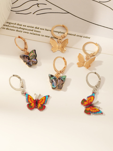 

URBANIC Multicoloured Pack of 3 Quirky Drop Earrings, Multi