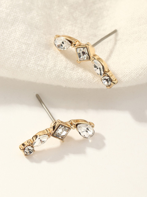 

URBANIC Gold-Toned Stone-Studded Contemporary Studs