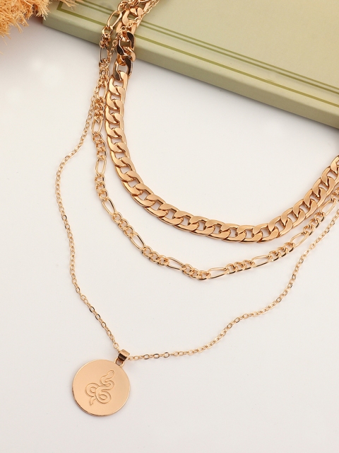 

URBANIC Gold-Toned Circular Layered Necklace