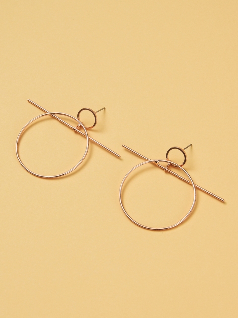 

URBANIC Gold-Toned Circular Drop Earrings