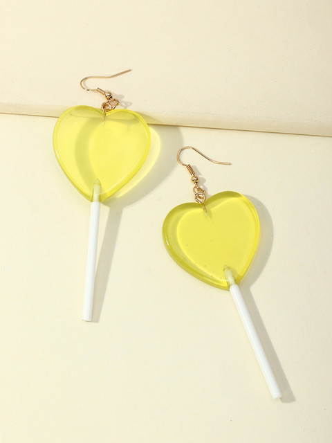 

URBANIC Gold-Toned & Lime Green Popsicle Shaped Drop Earrings