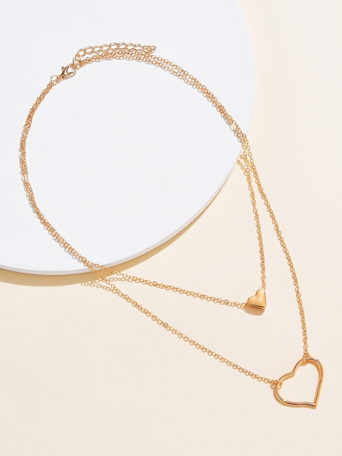 

URBANIC Gold-Toned Heart Charm Layered Necklace