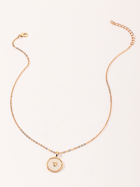

URBANIC Gold-Toned & White Enamelled Necklace
