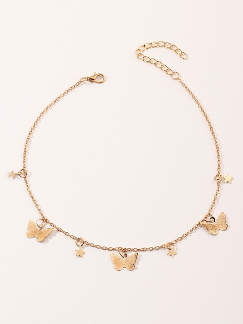 

URBANIC Gold-Toned Butterfly & Star Shaped Link Choker Necklace