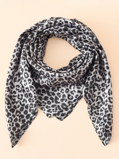 

URBANIC Women Black & Grey Leopard Print Scarf