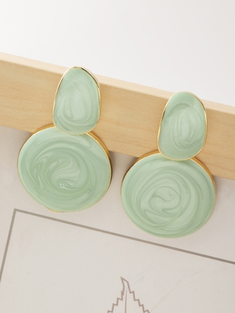 

URBANIC Green Enamelled Contemporary Drop Earrings