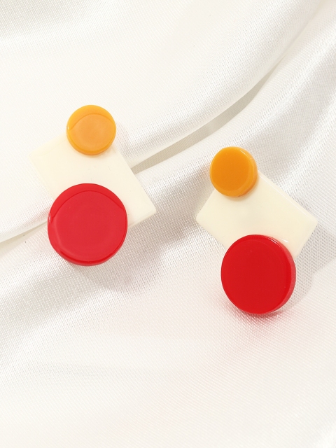 

URBANIC Red & Off-White Geometric Studs