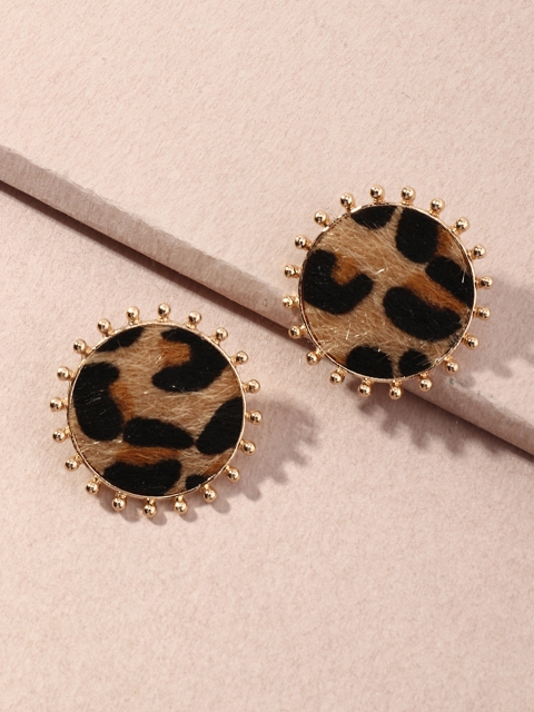 

URBANIC Coffee Brown Circular Studs Earrings