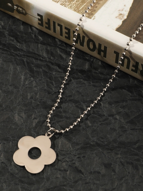 

URBANIC Silver-Toned Geometric Imitation Pendant Necklace