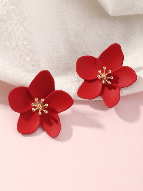 

URBANIC Red Floral Studs Earrings