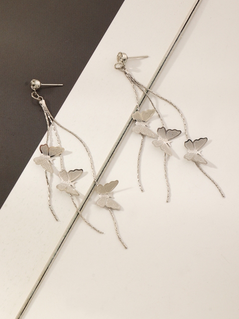 

URBANIC Women Silver-Toned Insect Imitation Contemporary Drop Earrings