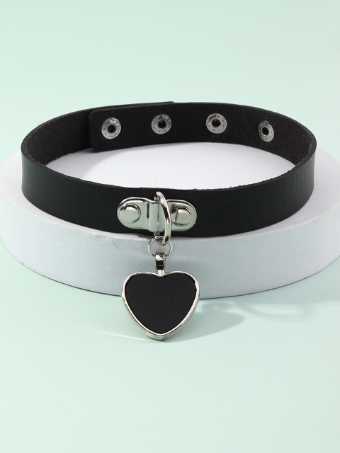 

URBANIC Black Choker Necklace with Heart Shaped Dangler