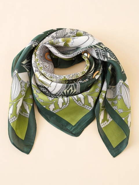 

URBANIC Women Green & Off-White Floral Print Scarf