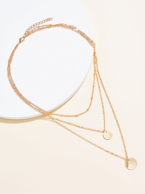 

URBANIC Gold-Toned Coin Charm Layered Necklace