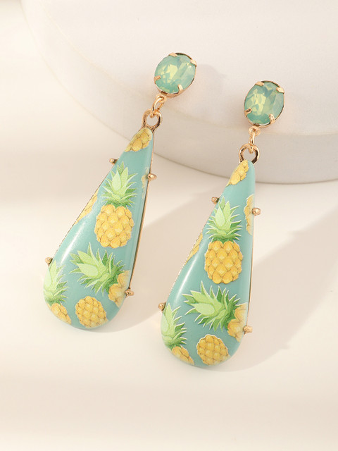 

URBANIC Green Geometric Drop Earrings
