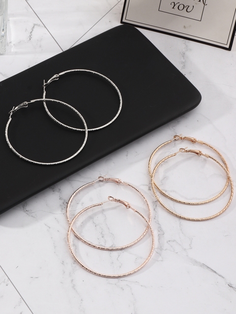 

URBANIC Set of 3 Hoop Earrings, Gold