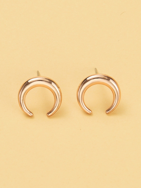 

URBANIC Gold-Toned Crescent Shaped Studs