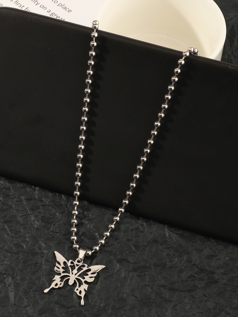 

URBANIC Silver-Toned Butterfly-Shaped Necklace