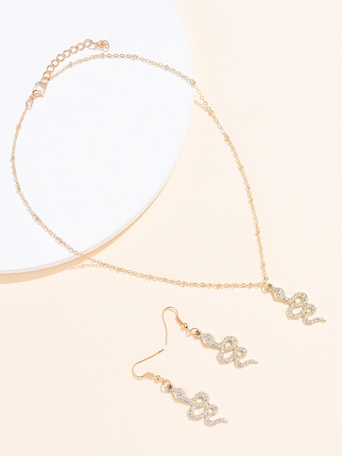 

URBANIC Gold-Toned Stone-Studded Snake Jewellery Set