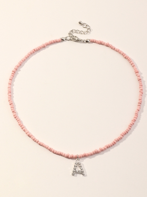 

URBANIC Women Pink & Silver-Toned Alphabet Pendant Necklace