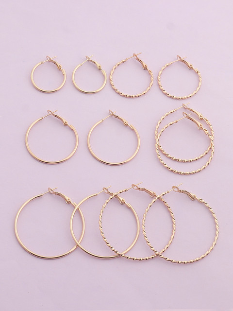 

URBANIC Set of 6 Gold-Toned Hoop Earrings