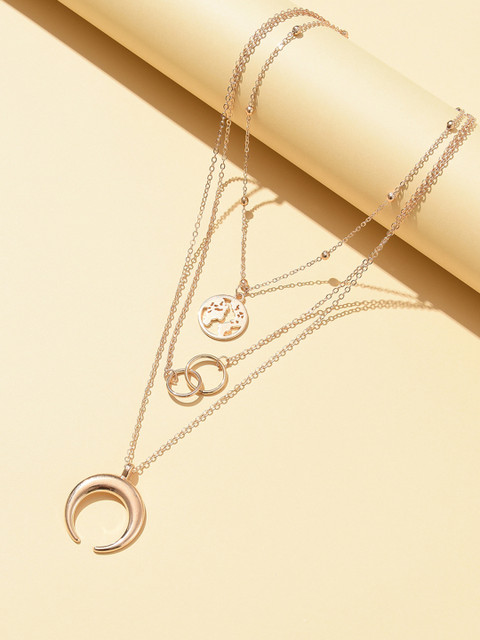 

URBANIC Gold-Toned Moon Charm Layered Necklace