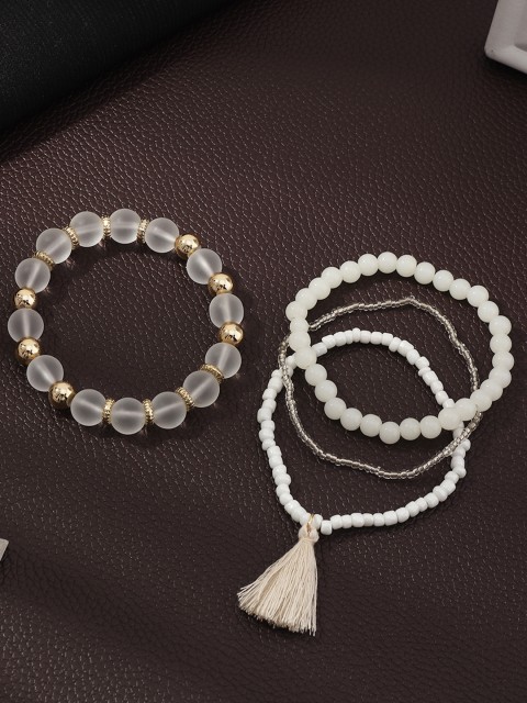 

URBANIC Women Set of 4 White Elasticated Bracelets