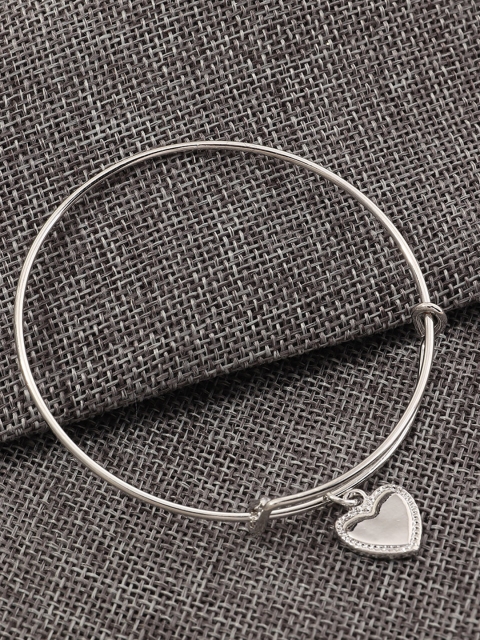 

URBANIC Women Silver-Toned Heart Charm Cuff Bracelet