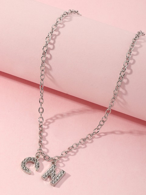 

URBANIC Silver-Toned Stone-Studded Necklace