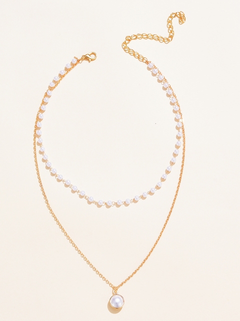 

URBANIC Women Gold-Toned & White Layered Pearl Necklace