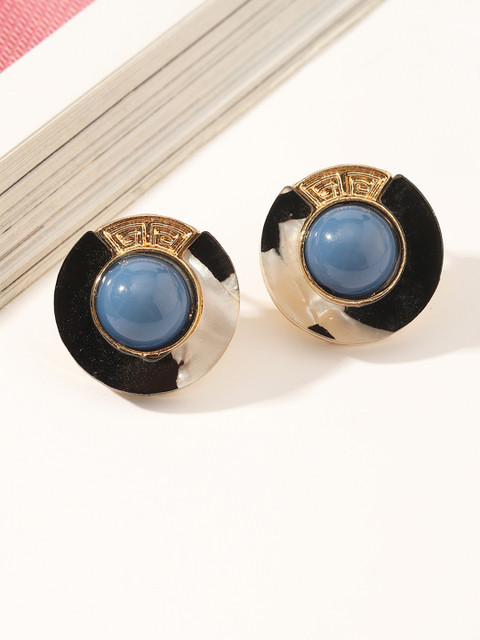 

URBANIC Blue & Black Circular Studs Earrings