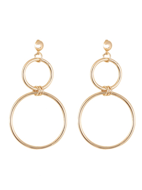 

URBANIC Gold-Toned Circular Drop Earrings