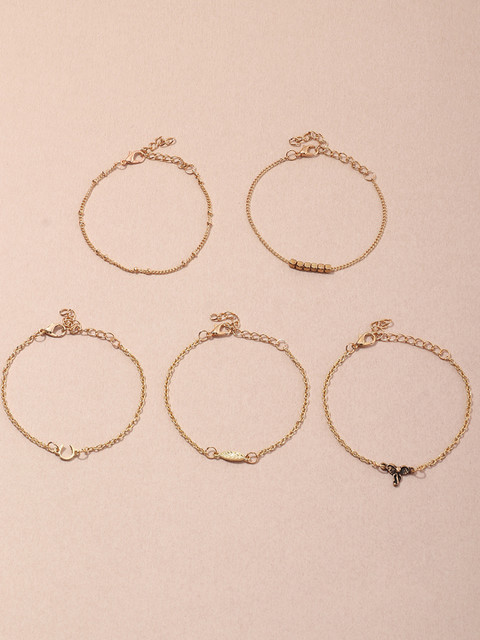 

URBANIC Women Set of 5 Gold-Toned Charm Bracelet