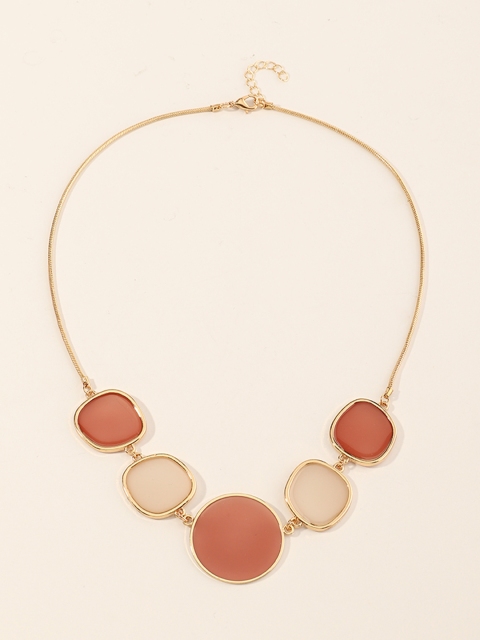 

URBANIC Gold-Toned & Peach-Coloured Statement Necklace