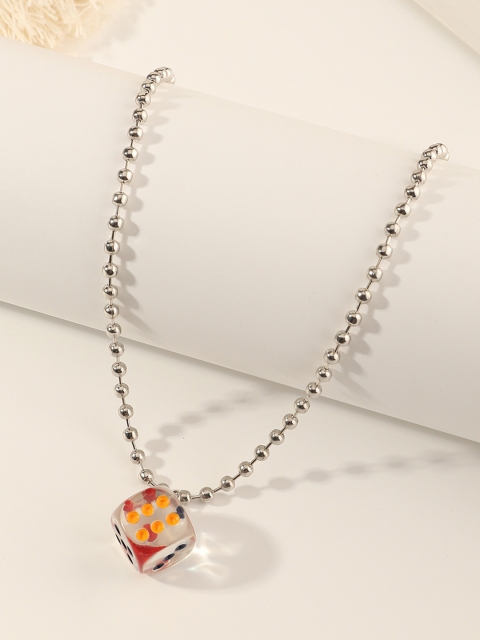 

URBANIC Silver-Toned Necklace with Dice Dangler