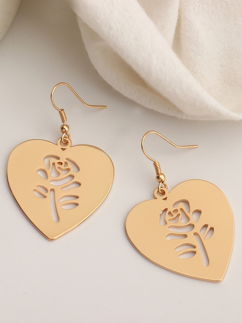 

URBANIC Gold-Toned Heart Shaped Drop Earrings