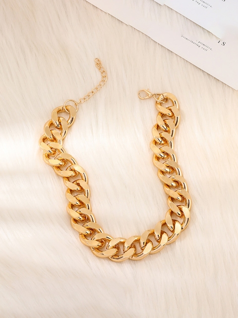 

URBANIC Gold-Toned Round Imitation Statement Choker Necklace